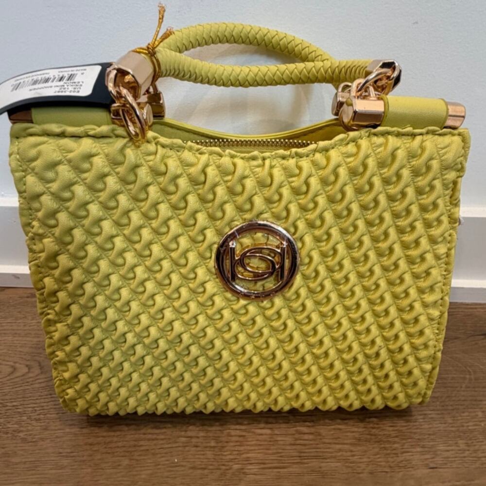 Bebe Erika Mini Shopper Handbag Lemon Yellow NWT Y2K